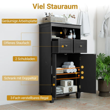 Freestanding Bathroom Storage Cabinet with Adjustable Shelves