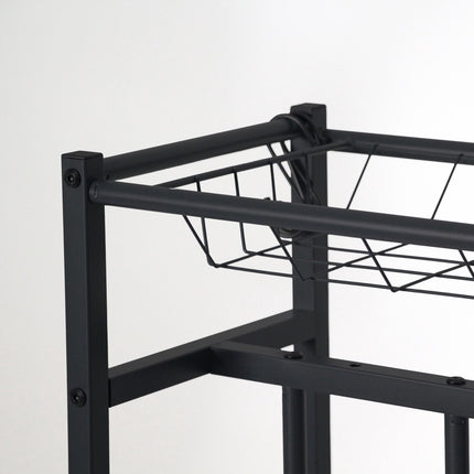Freestanding Bike Rack – Adjustable Slots, Basket, 6 Hooks