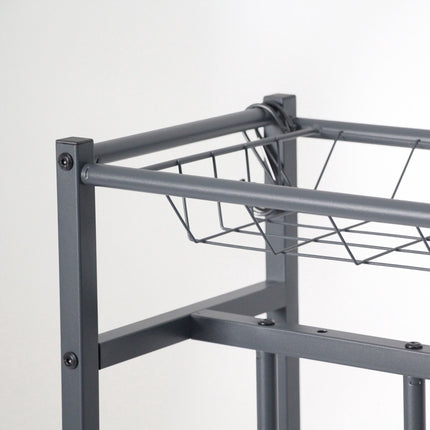 Freestanding Bike Rack With Basket, Adjustable Slots; 6 Hooks
