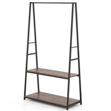 Freestanding Clothes Rack with Shelves & Sturdy Rod