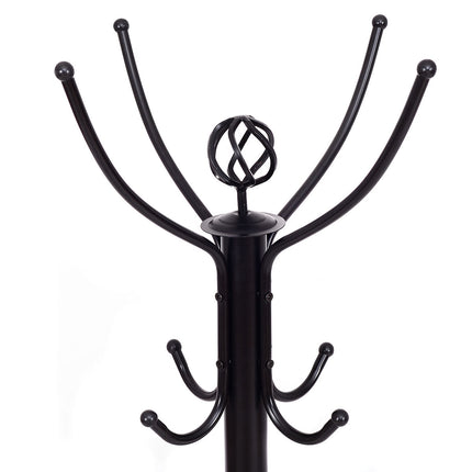 Freestanding Coat Rack, 12 Hooks, Steel Frame, 200 cm
