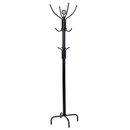 Freestanding Coat Rack, 12 Hooks, Steel Frame, 200 cm