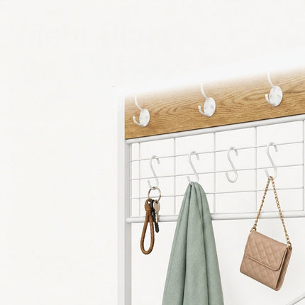 Freestanding Coat Rack with Shoe Shelves and Drawers
