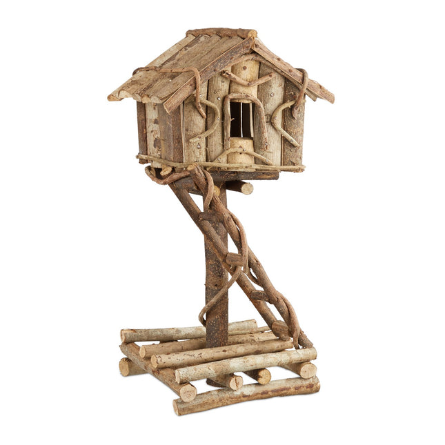 Freestanding Decorative Bird House – Rustic Wood Design