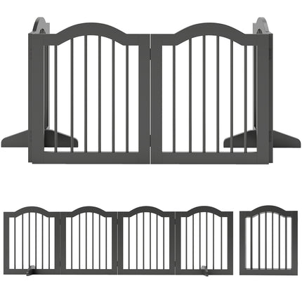 Freestanding Dog Gate, Foldable, 4 Panels, 208x29.5x61 cm, Black