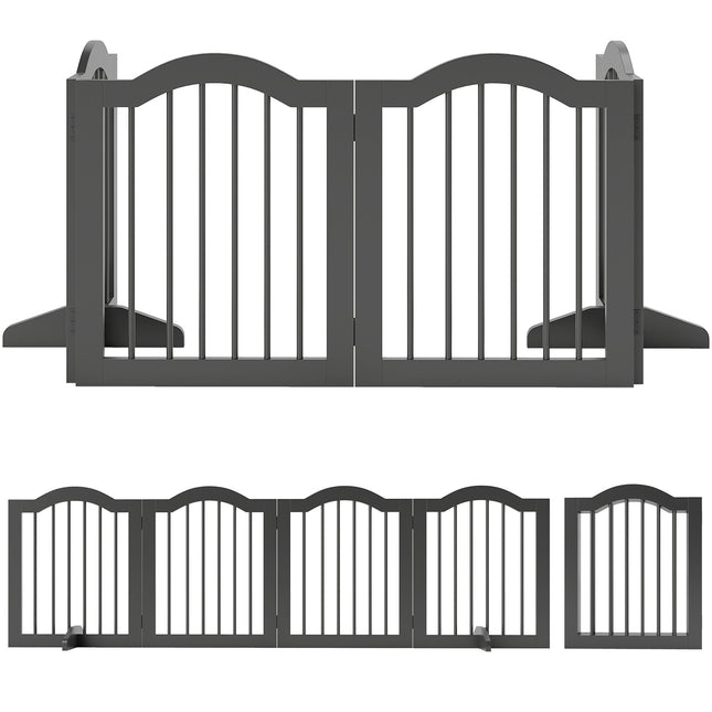 Freestanding Dog Gate, Foldable, 4 Panels, 208x29.5x61 cm, Black