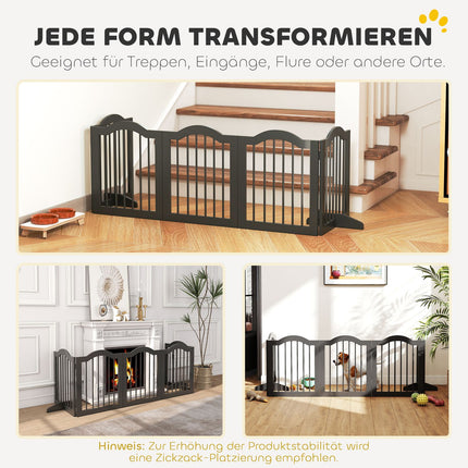 Freestanding Dog Gate, Foldable, 5 Panels, Black, 261.5x29.5x61 cm
