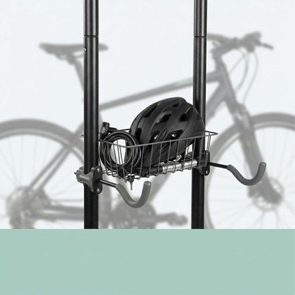 Freestanding E-Bike Rack with Basket, Adjustable Arms