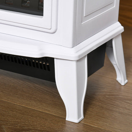 Freestanding Electric Fireplace, 2 Heat Modes, Glass, White