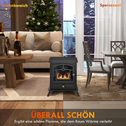 Freestanding Ethanol Fireplace, Black, 3h Burn Time