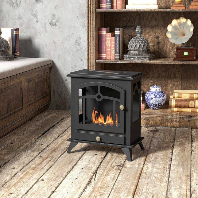 Freestanding Ethanol Fireplace, Black, 3h Burn Time