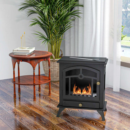 Freestanding Ethanol Fireplace, Black, 3h Burn Time