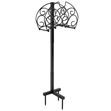 Freestanding Garden Hose Holder, Metal, Black, 45m Capacity