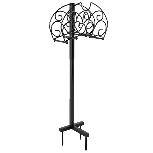 Freestanding Garden Hose Holder, Metal, Black, 45m Capacity