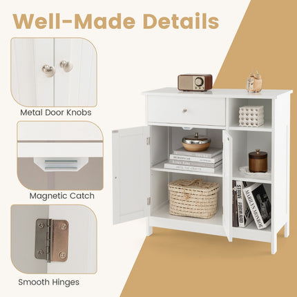 Freestanding Kitchen Storage Cabinet With Drawer, White