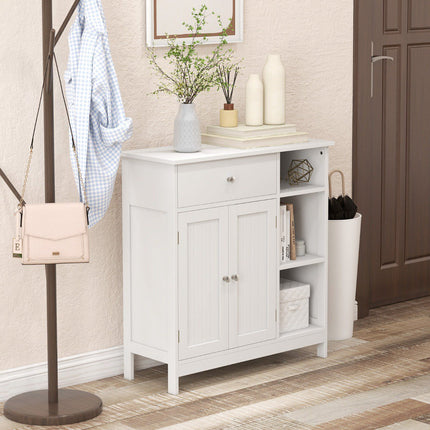 Freestanding Kitchen Storage Cabinet With Drawer, White