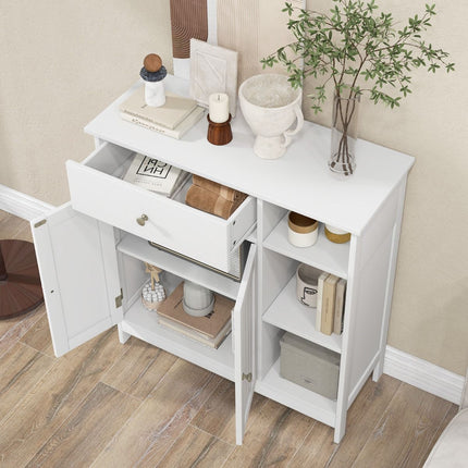 Freestanding Kitchen Storage Cabinet With Drawer, White