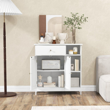Freestanding Kitchen Storage Cabinet With Drawer, White