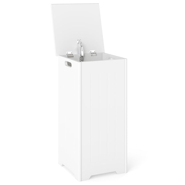 Freestanding Laundry Cabinet with Lid and Bag, White