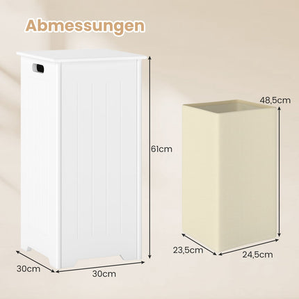 Freestanding Laundry Cabinet with Lid and Bag, White