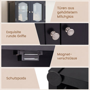 Freestanding Linen Bathroom Cabinet, Black, 58.5 Inch