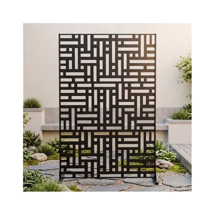 Freestanding Louvered Metal Privacy Screen 183 cm, Outdoor, Black