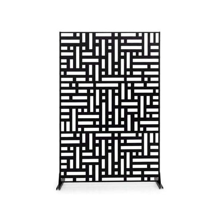 Freestanding Louvered Metal Privacy Screen 183 cm, Outdoor, Black