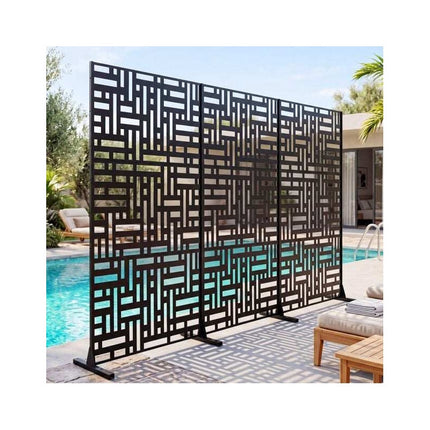 Freestanding Louvered Metal Privacy Screen 183 cm, Outdoor, Black