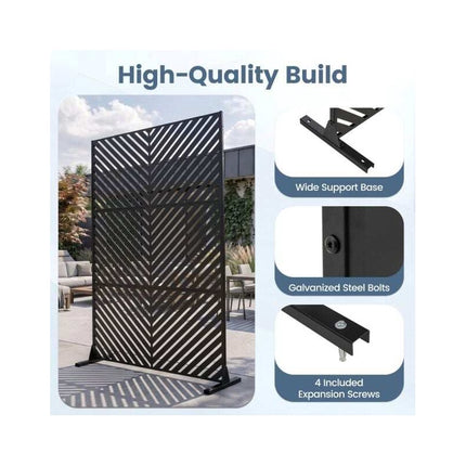 Freestanding Metal Privacy Screen for Patio and Garden, 183 cm, Black