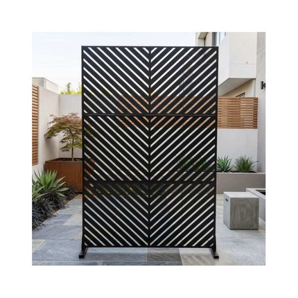 Freestanding Metal Privacy Screen for Patio and Garden, 183 cm, Black