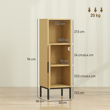 Freestanding Narrow Bathroom Cabinet, Adjustable Shelf, Natural