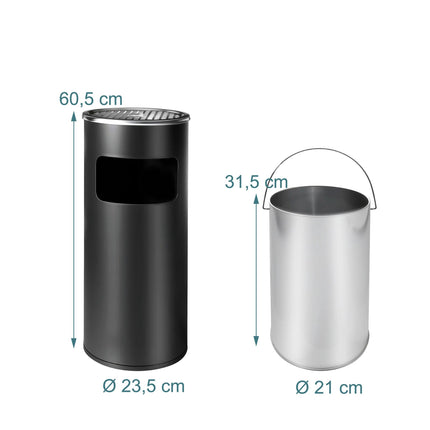 Freestanding Outdoor Ashtray – 30L Bin, Removable Bucket