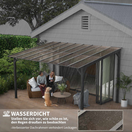 Freestanding Patio Cover, 3x4.3m, Polycarbonate Roof