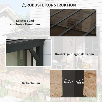 Freestanding Patio Cover, 3x4.3m, Polycarbonate Roof