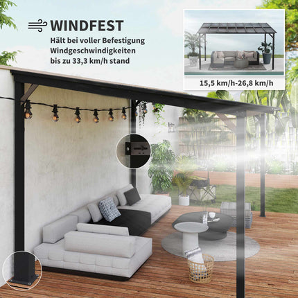 Freestanding Patio Cover, 3x4.3m, Polycarbonate Roof