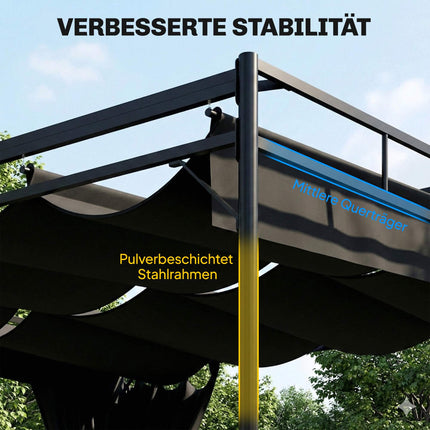 Freestanding Pergola 3x3m with Adjustable Canopy and Curtains