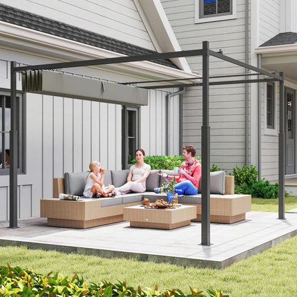 Freestanding Pergola 3x3m with Sliding Roof, UV Resistant