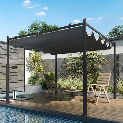 Freestanding Pergola 3x3m with Sliding Roof, UV Resistant