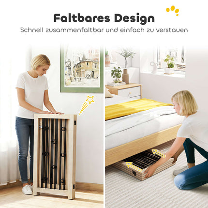 Freestanding Pet Gate with Door, 4 Panels, MDF and Steel