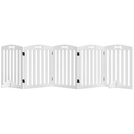Freestanding Pet Gate with Support Feet, 258 x 30 x 61 cm, White