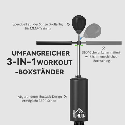 Freestanding Punching Bag with Speedball, Adjustable 155-205cm