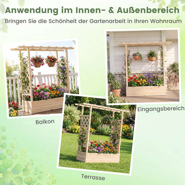 Freestanding Raised Garden Bed with Trellis and Roof, Spruce Wood