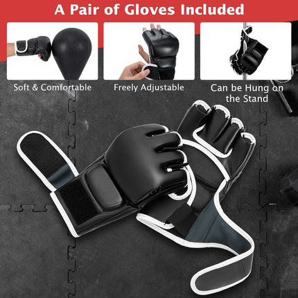 Freestanding Reflex Punching Bag, Adjustable Height, Gloves