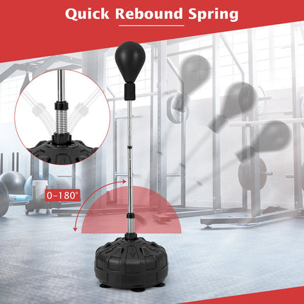 Freestanding Reflex Punching Bag, Adjustable Height, Gloves