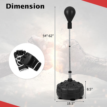 Freestanding Reflex Punching Bag, Adjustable Height, Gloves