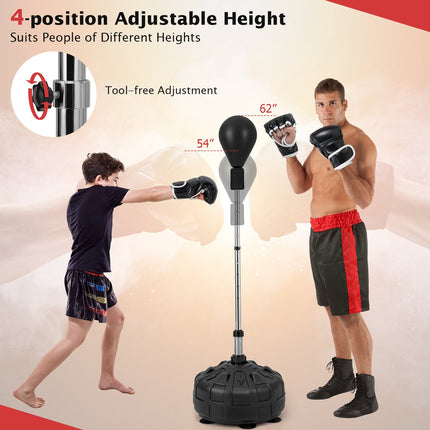 Freestanding Reflex Punching Bag, Adjustable Height, Gloves