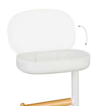 Freestanding Toilet Paper Holder With Shelf, Holds 3 Rolls