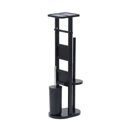 Freestanding Toilet Roll Holder with Shelf – Black