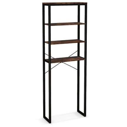 Freestanding Toilet Shelf with Metal Frame & Anti-tip 4 Tier Bathroom Shelf