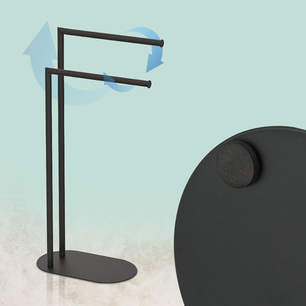 Freestanding Towel Rack, 2-Bar Matte Metal Bathroom